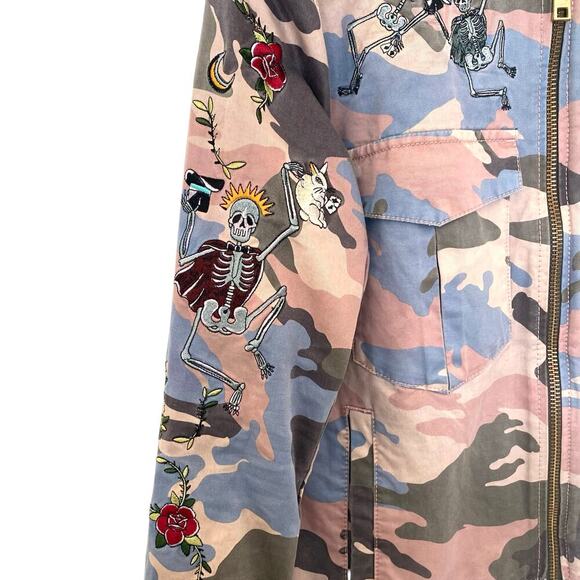 ZADIG & VOLTAIRE Kavy Camou Brode Embroidered Jacket, Size Large - Picture 11 of 15